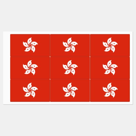 Patriottische labels met vlag van Hongkong (Vel)