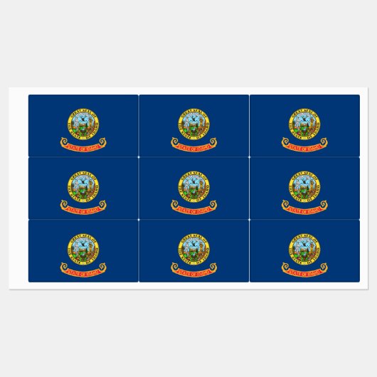 Patriottische labels met vlag van Idaho State (Vel)