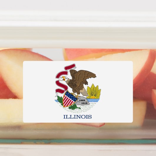 Patriottische labels met vlag van Illinois Staat (Aangebracht)