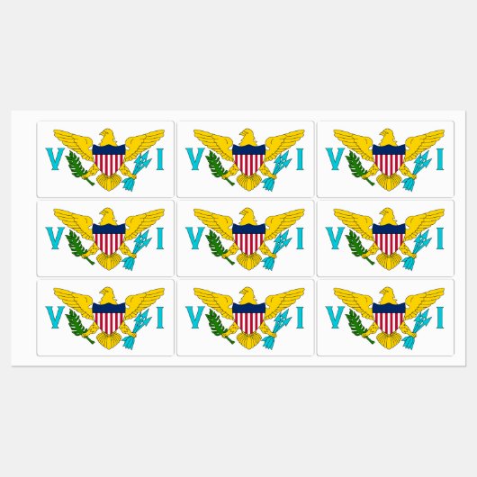 Patriottische labels met vlag van Maagdeneilanden (Vel)