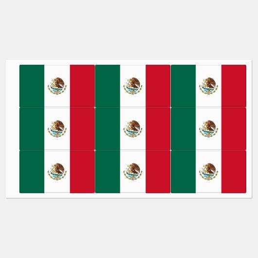 Patriottische labels met vlag van Mexico (Vel)