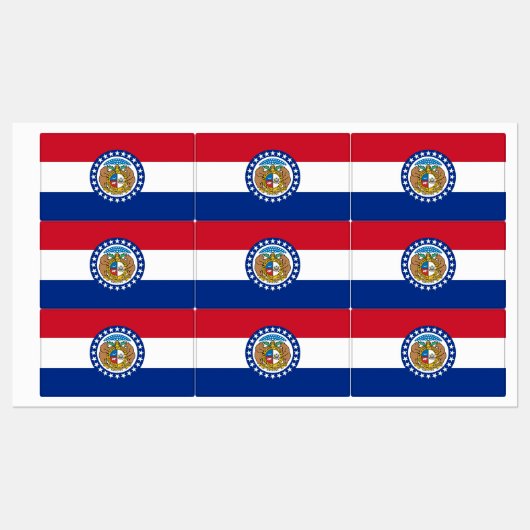Patriottische labels met vlag van Missouri State (Vel)