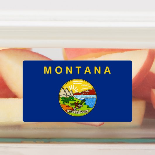 Patriottische labels met vlag van Montana State (Aangebracht)