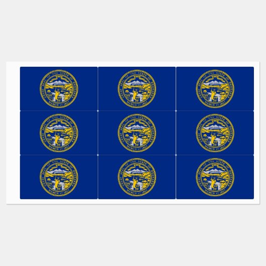 Patriottische labels met vlag van Nebraska (Vel)