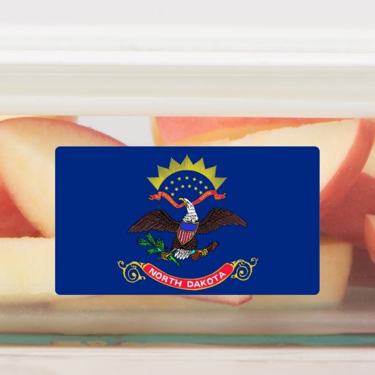 Patriottische labels met vlag van North Dakota Sta (Aangebracht)