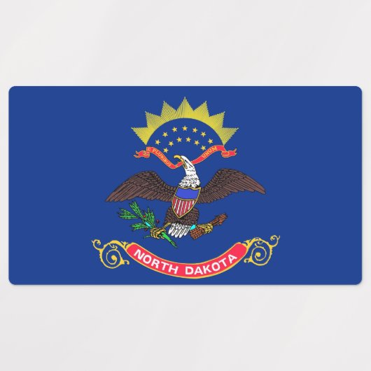 Patriottische labels met vlag van North Dakota Sta (Design 1)