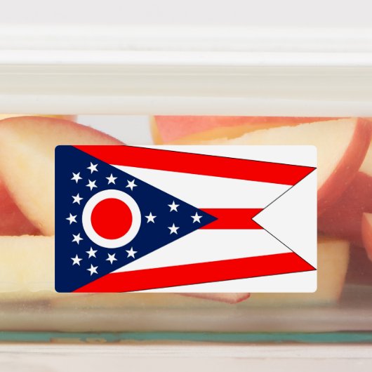 Patriottische labels met vlag van Ohio State (Aangebracht)