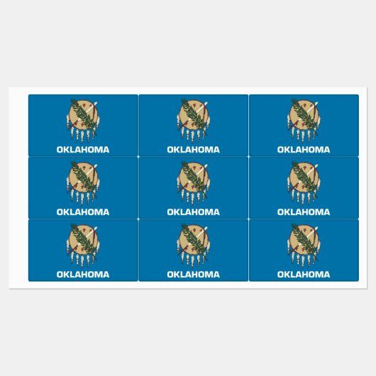 Patriottische labels met vlag van Oklahoma State (Vel)
