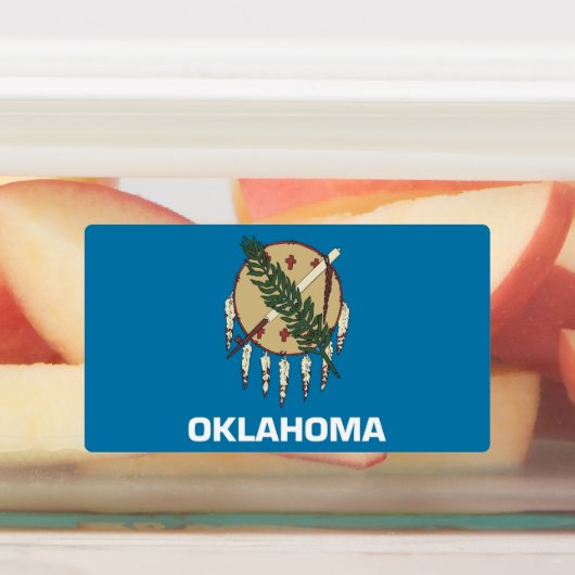 Patriottische labels met vlag van Oklahoma State (Aangebracht)