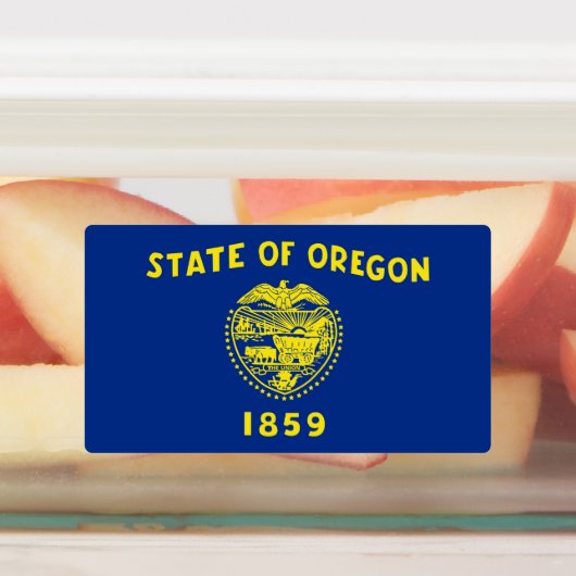 Patriottische labels met vlag van Oregon State (Aangebracht)