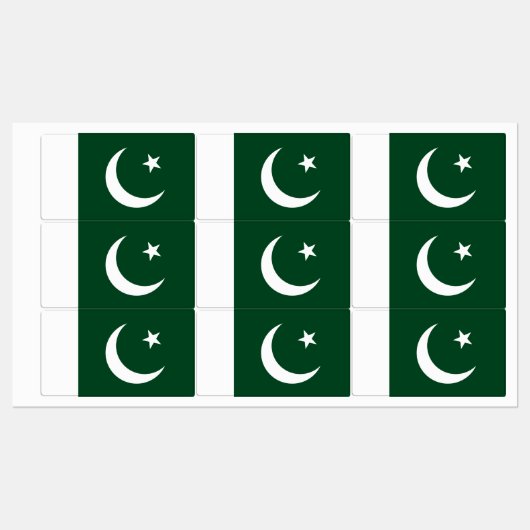 Patriottische labels met vlag van Pakistan (Vel)