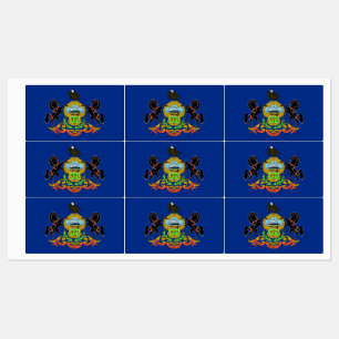 Patriottische labels met vlag van Pennsylvania Sta