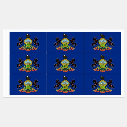 Patriottische labels met vlag van Pennsylvania Sta (Vel)