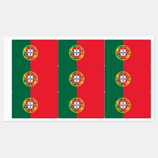 Patriottische labels met vlag van Portugal (Vel)
