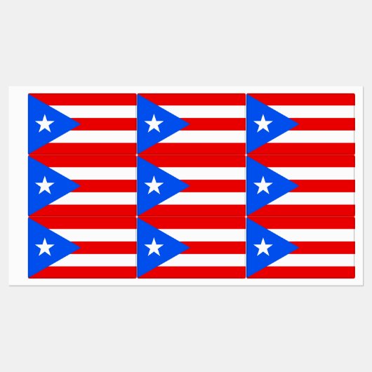 Patriottische labels met vlag van Puerto Rico (Vel)