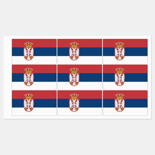 Patriottische labels met vlag van Servië (Vel)