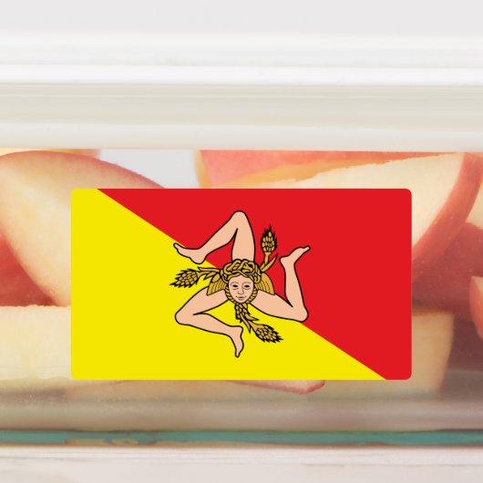 Patriottische labels met vlag van Sicilië, Italië (Aangebracht)