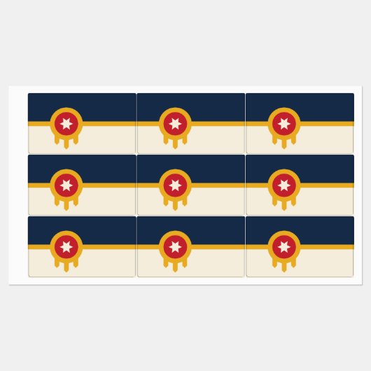 Patriottische labels met vlag van Tulsa, Oklahoma (Vel)