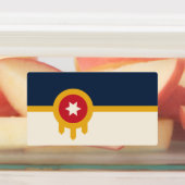Patriottische labels met vlag van Tulsa, Oklahoma (Aangebracht)