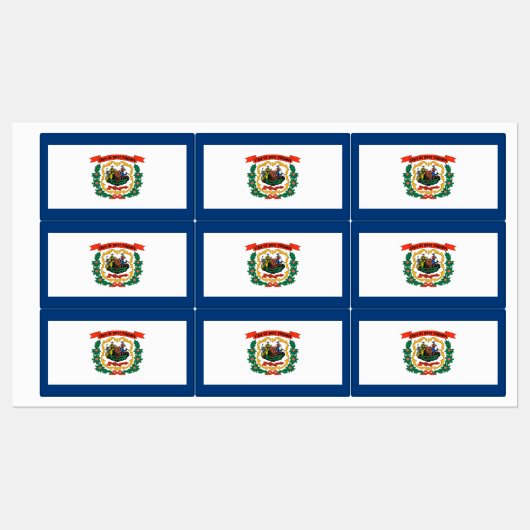 Patriottische labels met vlag van West Virginia (Vel)