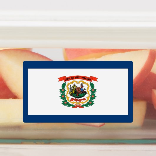 Patriottische labels met vlag van West Virginia (Aangebracht)