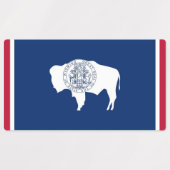 Patriottische labels met vlag van Wyoming State (Design 2)