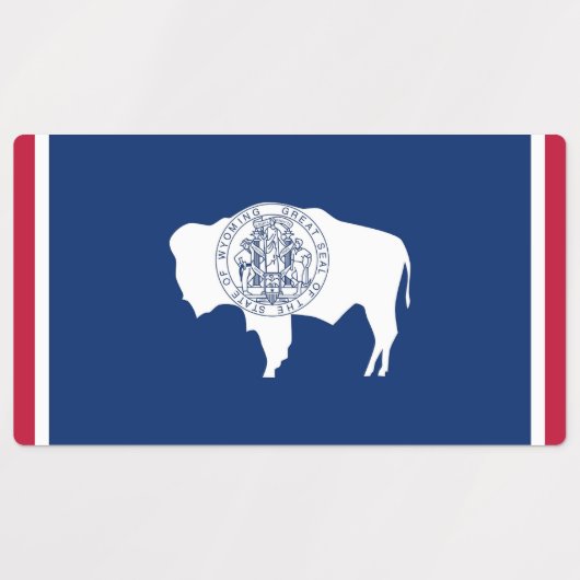 Patriottische labels met vlag van Wyoming State (Design 2)