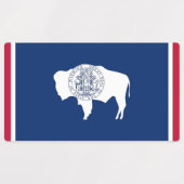 Patriottische labels met vlag van Wyoming State (Design 1)