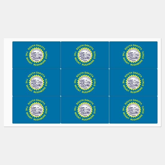 Patriottische labels met vlag van Zuid-Dakota (Vel)