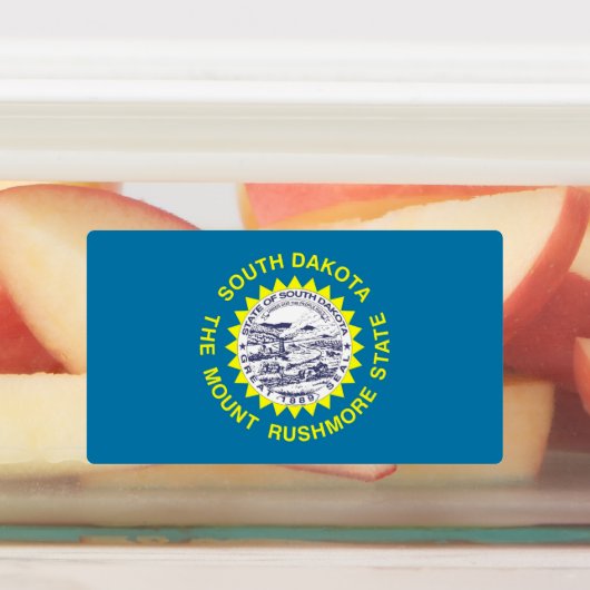 Patriottische labels met vlag van Zuid-Dakota (Aangebracht)