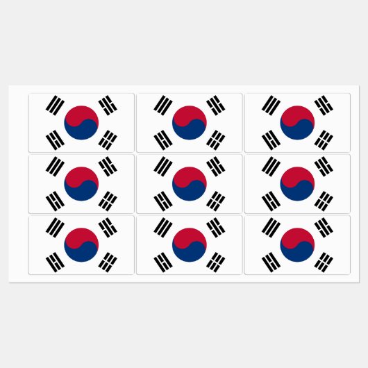 Patriottische labels met vlag van Zuid-Korea (Vel)