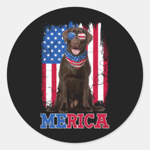 Patriottische Labrador 4 juli VS Patriottische Cho Ronde Sticker