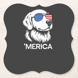 Patriottische Labrador Amerikaanse Vlag Vier Juli Kartonnen Onderzetters