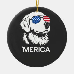 Patriottische Labrador Amerikaanse Vlag Vier Juli Keramisch Ornament
