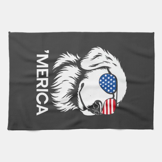 Patriottische Labrador Amerikaanse Vlag Vier Juli Theedoek (Horizontaal)