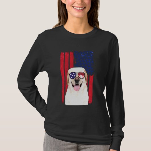 Patriottische labrador Dog 4 juli Verenigde Staten T-shirt (Voorkant)