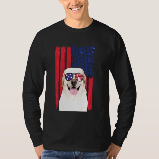 Patriottische labrador Dog 4 juli Verenigde Staten T-shirt (Voorkant)