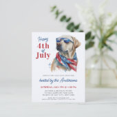 Patriottische labrador Dog Verenigde Staten vlag 4 Uitnodiging Briefkaart (Staand voorkant)