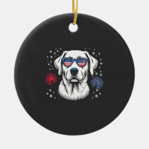 Patriottische Labrador met USA-zonnebril Keramisch Ornament