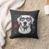 Patriottische Labrador met USA zonnebril Kussen (Deken)