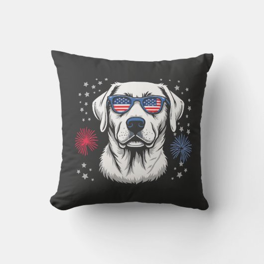 Patriottische Labrador met USA zonnebril Kussen (Voorkant)