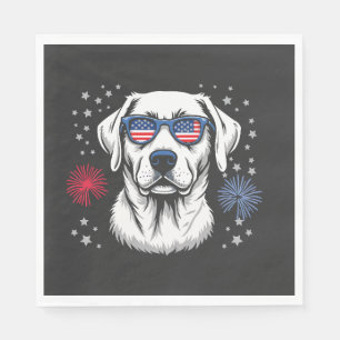 Patriottische Labrador met USA-zonnebril Servet