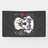 Patriottische Labrador met USA-zonnebril Spandoek (Horizontaal)