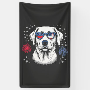 Patriottische Labrador met USA-zonnebril Spandoek