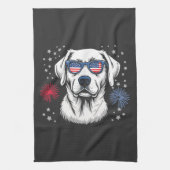 Patriottische Labrador met USA-zonnebril Theedoek (Verticaal)