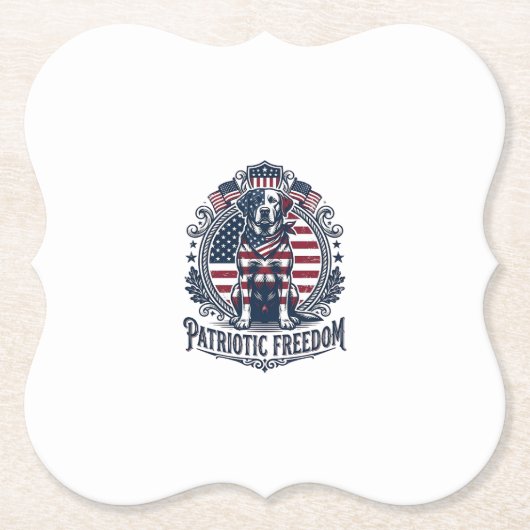 Patriottische Labrador Retriever Vector Grafische Kartonnen Onderzetters (Voorkant)