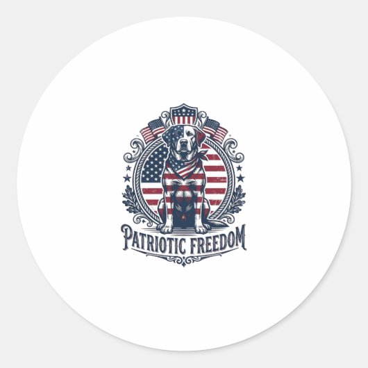 Patriottische Labrador Retriever Vector Grafische Ronde Sticker (Voorkant)