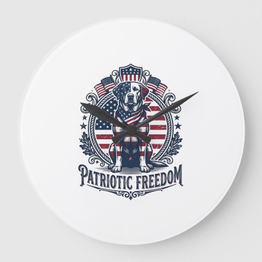 Patriottische Labradors Retriever Vector Grafische Grote Klok (Voorkant)