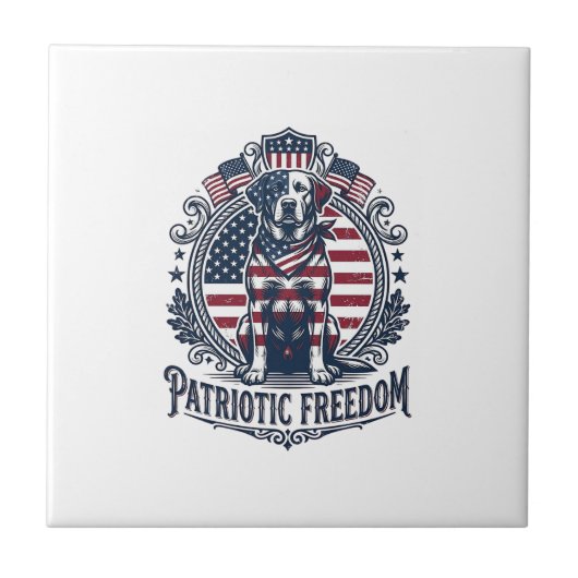 Patriottische Labradors Retriever Vector Grafische Tegeltje (Voorkant)