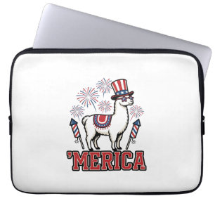 Patriottische Lama Merica Vintage Vector Ontwerp_1 Laptop Sleeve